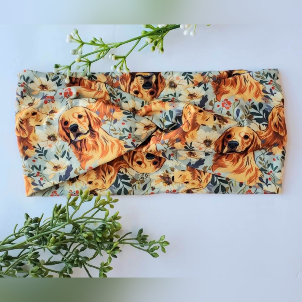Floral Hairband Golden Retriever Dog